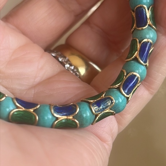 18 karat gold enamel and turquoise bracelet - Picture 7 of 14